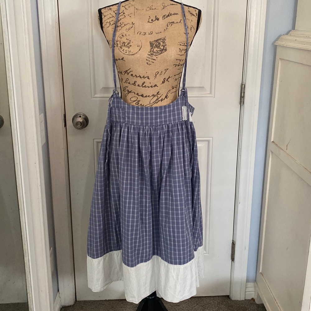 Ewa I Walla blue window pane suspender skirt